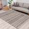 carpet city Teppich Hochflor Wohnzimmer - Ethno Stil 240x340 cm Grau Creme - Teppiche mit Fransen