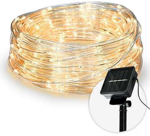 CozyHome Lichterschlauch aussen 200 LED - 8 Modi & Timer - 12m mit Solar Solarbetrieben Warmweiß I Lichtschlauch außen Schlauchlichterkette für outdoor 10m Leuchtschlauch Lichterkette Lichtschläuche