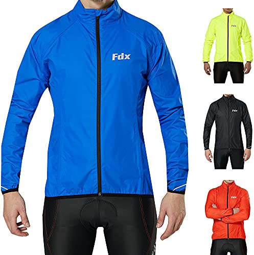FDX Men Cycling Jacket Waterproof lightweight Breathable MTB Top Blue XL