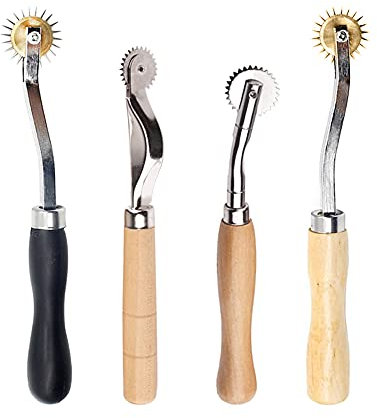 Lowats Nadelrad 4 Stück Kopierrädchen Schnittmusterrädchen mit Holzgriff Verfolgungsrad Nähen Werkzeug Markierrädchen Schnittmusterrad Kopierrad Schneider Schneiderrädchen für Leder Kanten