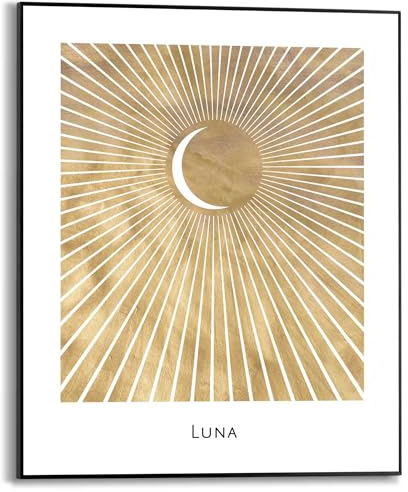 REINDERS Gerahmtes Bild, Mond, Schlafzimmer, Bilder, Wanddeko, Room Decor, MDF, Gold, 50 x 40