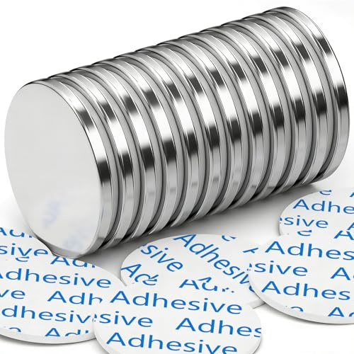 12 Pack Magnets, Super Strong Neodymium Disc Magnets | Powerful Rare Earth Magnet with Double-Sided Adhesive for Fridge, DIY, Building, Craft, and Office - 1.18x 0.12 inch