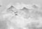 decomonkey Fototapete Berge Landschaft 350x256 cm Design Tapete XXL Fototapeten Vlies Tapeten Vliestapete Wandtapete moderne Wand Schlafzimmer Wohnzimmer Abstrakt Natur Nebel Wolken Schwarz Weiß