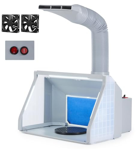 CO-Z Portable Airbrush Spray Booth with LED Lights, Folding Painting Booth with 19cm Turntable, Air Brush Booth with 4m³/min Fans 1.7m Vent for Model and Craft Painting T Shirt & Cake Decoration