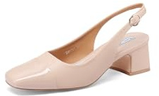 QUEEN HELENA Scarpe Eleganti con Tacco Basso con Cinturino Donna ZM9701 (Nude, 35)