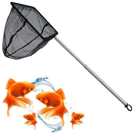 Anseom Telescopic Fish Net - 21-40cm Extendable Handle, Fine Mesh, Durable Square Net