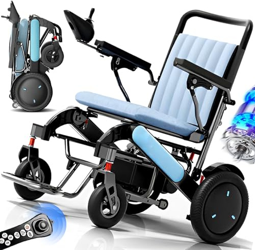 ZQHQKJ Sedia a rotelle elettrica pieghevole, leggera, portata 25-35 KM, motore da 500 W, capacità di carico 200 kg, adatta per anziani con disabilità, sedia a rotelle portatile per viaggi, 12 Ah