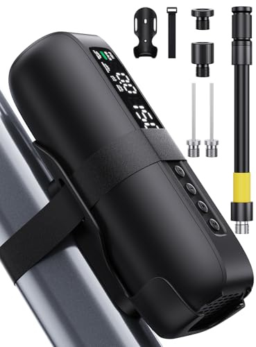 GPUTEK BG02 Luftpumpe Fahrrad 150PSI Elektrische Fahrradpumpe mit Rahmenmontage 5 Modi und 5200mAh Akku Elektrische Luftpumpe für Schrader Presta Dunlop Ventile Fahrradreifen
