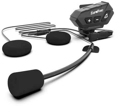 EuroFone Motorrad Bluetooth Headset,S21 Motorbike Helmet Speaker and Mic mit HiFi Stereo, Doppelter Geräuschunterdrückung Intercom Kommunikationssystem mit IPX6 wasserdicht/Starkem Bass für Dirt Bike