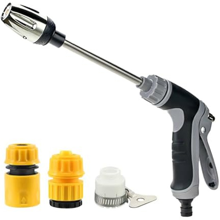 High-Pressure Washer Nozzle for Garden Hose, Fits Any Standard Hose, No Adapter Needed, Heavy-Duty Spray Nozzle for Cleaning Patio, Car & Driveway (1, A)