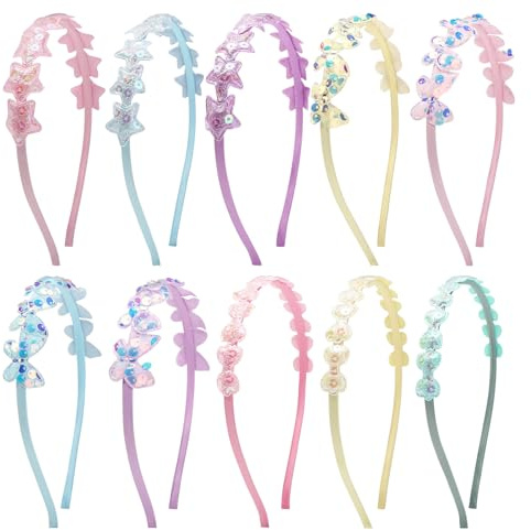 Nenjindz Girls' Sparkly Headbands,Glitter Bow Star Butterfly Headband for Kids,Sparkly Head Band for Girls Child Kids Toddlers Sequins Hairband Non-slip Assorted Design Glitter Sequin Hair Accessories