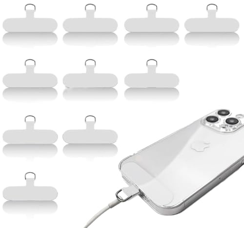 JEYORZY 10 pcs Patches de Cadena para TeléFono MóVil, Colgar Movil Cuello Parche de Cordón para Teléfono, Parches de Repuesto Multifuncional, Parche Para Correa de Cordón para Teléfono Celular, Blanco