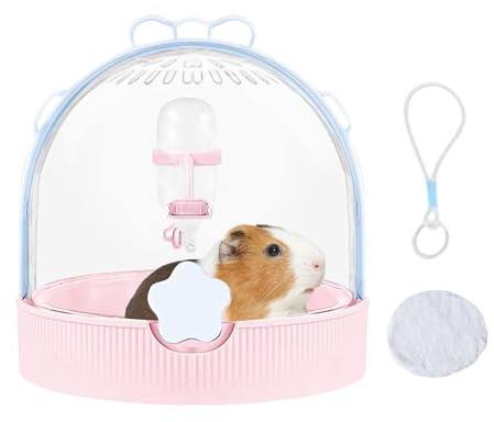 Caja de transporte para animales pequeños, jaula de transporte para hurones, jaula, para viajes, accesorios para mascotas, bolsa de transporte con botella para jerbo, pájaro, chinchilla, erizo