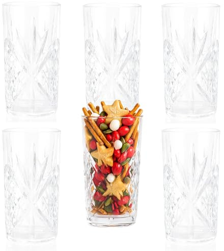 RICHFUL Longdrinkgläser Set 6-teilig - 360ml Trinkgläser aus bleifreiem Glas, spülmaschinenfest, dickwandig - Neue langlebige Kollektion Prelude - Cocktail & Whisky Gläser - SG24101