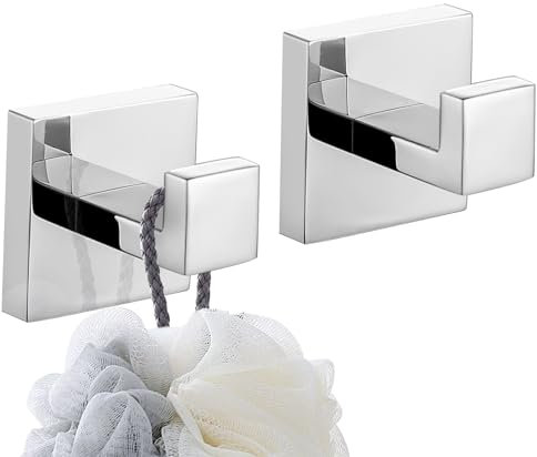 Turs 2 Pezzi Gancio Ganci Portasciugamani Gancio Appendiabiti Asciugamano Gancio da Parete Acciaio Inox SUS304 Bagno Cucina Finitura Lucidato, A7001P-P2
