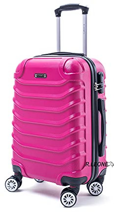 R.Leone Valigia Trolley Rigido Bagaglio a mano 8 ruote in ABS 2026 (Fucsia, S Bagaglio a mano)