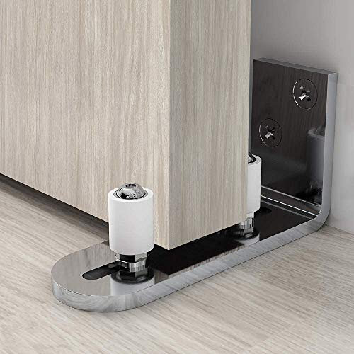 Floor Guide Chrome Plated,1Pack, Sliding Barn Door Floor Guide, Roller Bottom Lay-Flat System,Ball Bearing Design,Wall-Mounted，Silver