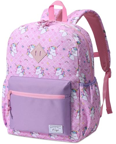 Kasgo Mochila Escolar Infantil, 13L Mochila de Colegio para Niños y Niñas 4-7 años, Resistente al Agua, Apta para Carpeta A4, Correa de Pecho (Unicornio Rosa)