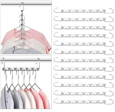 Sindax Platzsparende Metall-Kleiderbügel, Magic Bügel für Schrank Organizer, Rutschfest, Strapazierfähig, Silber, 12 Stück