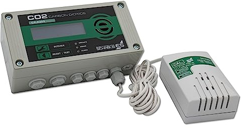 Schabus 300253 GX-D250 CO₂ Warngerät mit externem NDIR-Sensor, 2 Relaisausgänge, akustische & optische Warnung, Klartext-Display, für Schulen/Büros/Innenräume für EIN gesundes Raumklima
