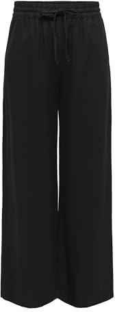 JdY Pantaloni da Donna a Vita Alta, Taglio Gamba Largo, con Coulisse, Tasche Laterali, vestibilità Larga, Colori: Nero-3, Taglia: S/32L, Lunghezza Gamba: L32, Nero/3, (S) W x 32L