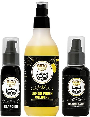 SIDO BARBER - Bartpflege Set - 3er Set aus Bartöl, Bartbalm und Cologne Spray - Bartpflege Produkte für Herren mit wertvollen, natürlichen Inhaltsstoffen - für jeden Bart- und Hauttyp geeignet