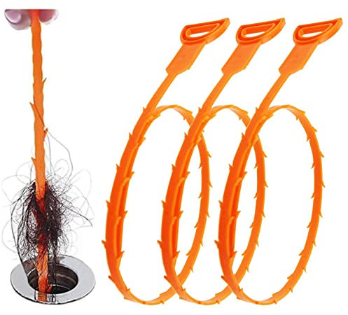 Forlivese 3 Pack 25 Inch Drain Snake,Hair Clog Remover Sink Unblocker Snake,Reusable Shower Drain Unblocker Tool,Drain Snake for Shower,Kitchen,Sink,Bathroom