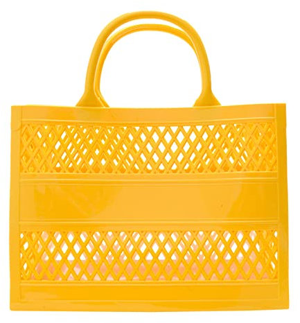Sac fourre-tout en PVC de grande capacité - En caoutchouc - En silicone - Pour la plage - Grande capacité, jaune, Taille unique