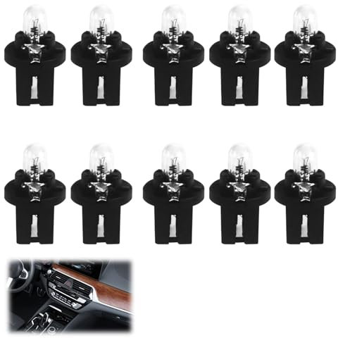 MxyVrix Confezione da 10 lampadine LED T5 per cruscotto auto, 12 V 1,2 W, luce gialla chiara, compatibile con numeri di parte T5