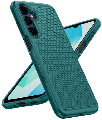FNTCASE for Samsung A17/A16 Phone Case: Dual Layer Protective Heavy Duty Cell Galaxy Cover with Non Slip Textured Back - Shockproof Rugged Military Grade Drop Protection Bumper Tough (Green)