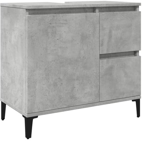 vidaXL Waschbeckenunterschrank, Waschtischunterschrank mit Stauraum, Unterschrank Metallbeine für Badezimmer, Badschrank Badezimmerschrank, Betongrau Holzwerkstoff