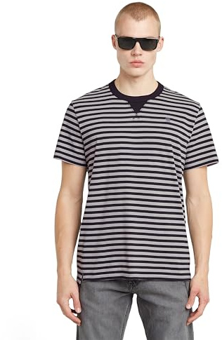 G-STAR Men's Nifous Stripe R T T-Shirt, Multicoloured (Dk Black/Grey Alloy Stripe D25961-c339-h228), XL