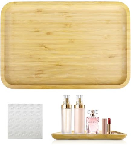 KiKiHong Plateau de Service Bois,Plateau Rectangulaire en Bois,30x 20 x 2 cm,Plateau Décoratif Adapté aux Desserts,Salle de Bain,Thé,Café,Cosmétiques