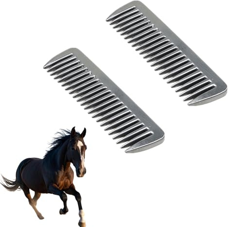 Horse Grooming Comb, Silver, 2 PCS