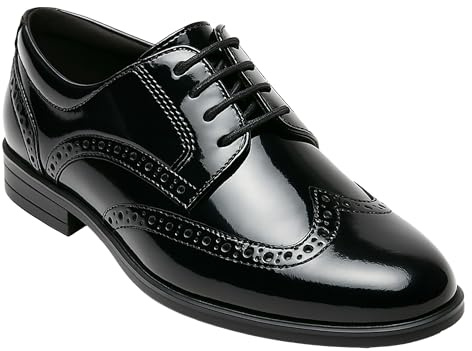 Patent Derby klänningsskor, Wingtip brogue snörning bröllop bal formella skor, Svart, 13 UK