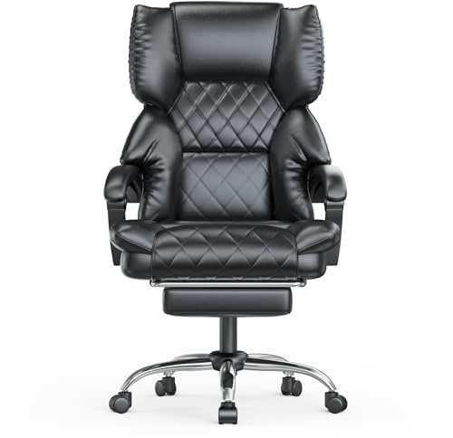 naspaluro Sedia da Ufficio Ergonomica con Poggiapiedi, Sedia Ufficio con Schienale Alto in Pelle PU di Alta Qualità, Schienale Inclinabile, Sedile Imbottito, Altezza Regolabile, Nero