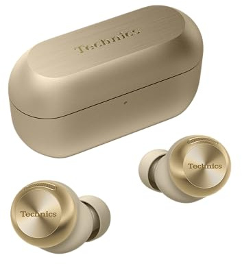 Technics EAH-AZ100E-S trådlösa hörlurar med brusreducering, Bluetooth med flera punkter, röstfokus AI, bekväma in-ear-hörlurar, champagneguld