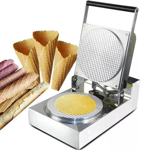 Gaufrier commercial en forme de cornet de crème glacée en acier inoxydable double face chauffant anti-adhésif pour restaurant