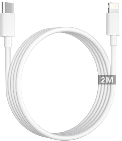 Cable iPhone 2 Metros [Certificado Apple MFi], Cable USB C a Lightning 2M Cable iphone USB C cable Cargador cable iphone Carga Rapida Tipo C para iPhone 14 13 12 11 Pro Max/Mini/XS/XR/X/8 Plus/SE/iPad
