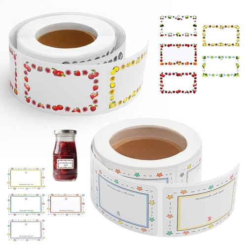 Étiquettes Autocollantes Personnalisées Lot de 2 Rouleaux (500 Pièces) Étiquettes Bouteille & Confiture, Format 3x5cm – Étiquettes Autocollantes pour Bocaux Cuisine Enfants DIY Maison