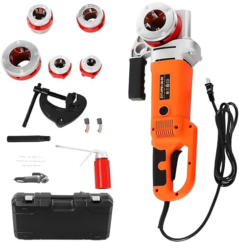 FgdVrelnor Kit Filettatrice Elettrica Power Drive 2300W, Filettatrice per Tubi a Mano con 6 Filiere (1/2–2 Pollici), Motore in Rame,Adatto per Tubi in Acciaio Inossidabile e Tubi in Plastica