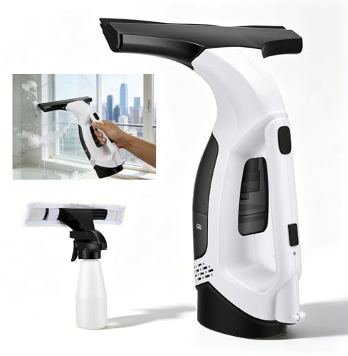 VeftBltrem Limpiacristales Eléctrico Sin Cable 2000Pa, Aspirador de Ventanas con Batería 2200mAh 35min, Depósito 150ml y Boquilla 280mm, Carga USB-C, para Ventanas, Espejos, Azulejos y Coche