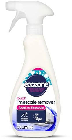 EcoZone Limescale Remover, Powers Through Soap Scum, Bathroom & Kitchen Cleaner De-scaler Spray, Long Lasting Shine & Protection, Natural Ingredients, Vegan Friendly (500ml)