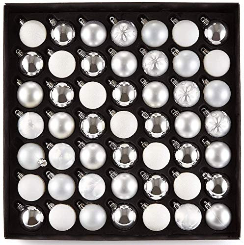 HEITMANN DECO Weihnachtsbaumkugeln, Kunststoff, Weiss/Silber, 49teilig, 49