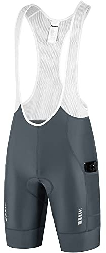 Przewalski Cuissard à Bretelles Homme avec Poches Téléphone, Short de Cyclisme Rembourré 4D Respirant pour Vélo Route et VTT