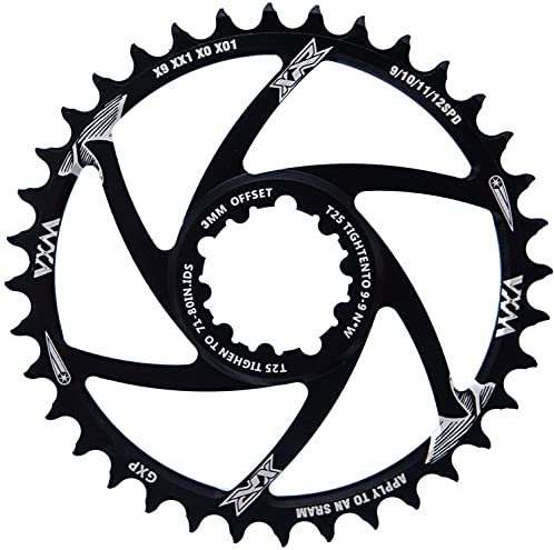 YBEKI Fahrrad Kettenblatt Narrow Wide | 30T/32T/34T/36T/38T | Offset 3mm/6mm | 7075-T6 CNC-Aluminium | Direct Mount für SRAM GXP XX1 X01 NX GX X9 XO Crankset