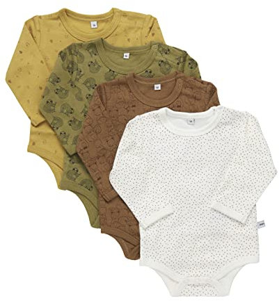 PIPPI Unisex Baby Body LS AO-printed (4-pack) Formender Body, Yellow, 62