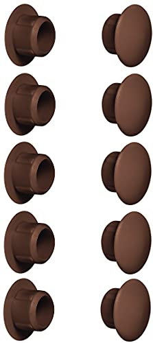cyclingcolors 10x Abdeckkappen Kunststoff Blindbohrung Stopfen Blindstopfen Abdeckung Möbel (Ø10mm/dunkelbraun RAL 8014)