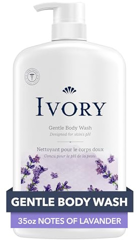 Ivory Body Wash, Designed for the Whole Family, Gentle Formula, Free of Dyes Heavy Perfumes Parabens Phthalates & Silicones, Lavender Scent, 35 oz