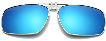 YAMEIZE Gafas de sol Polarizadas con Clip UV400 para Mujeres Hombres Gafas Flip-up con clip-on Gafas de Doble Puente Anti-Glare Conducción (Azul)